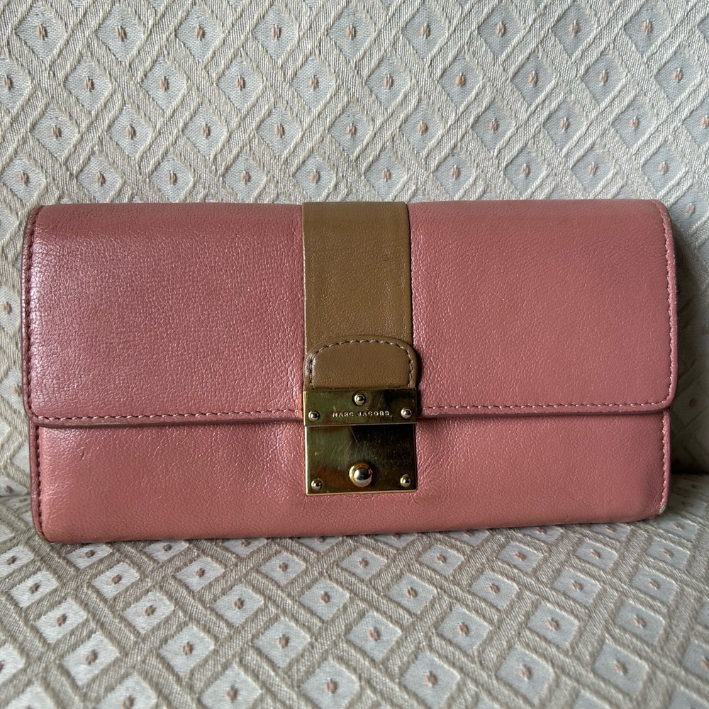 Marc Jacobs Pink and Tan Long Wallet